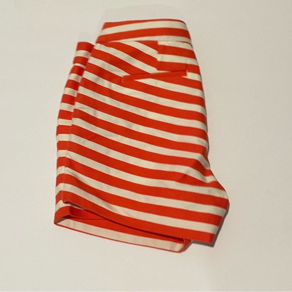 J. Crew Red and White Striped High-Waist Shorts - Picture 2 of 4